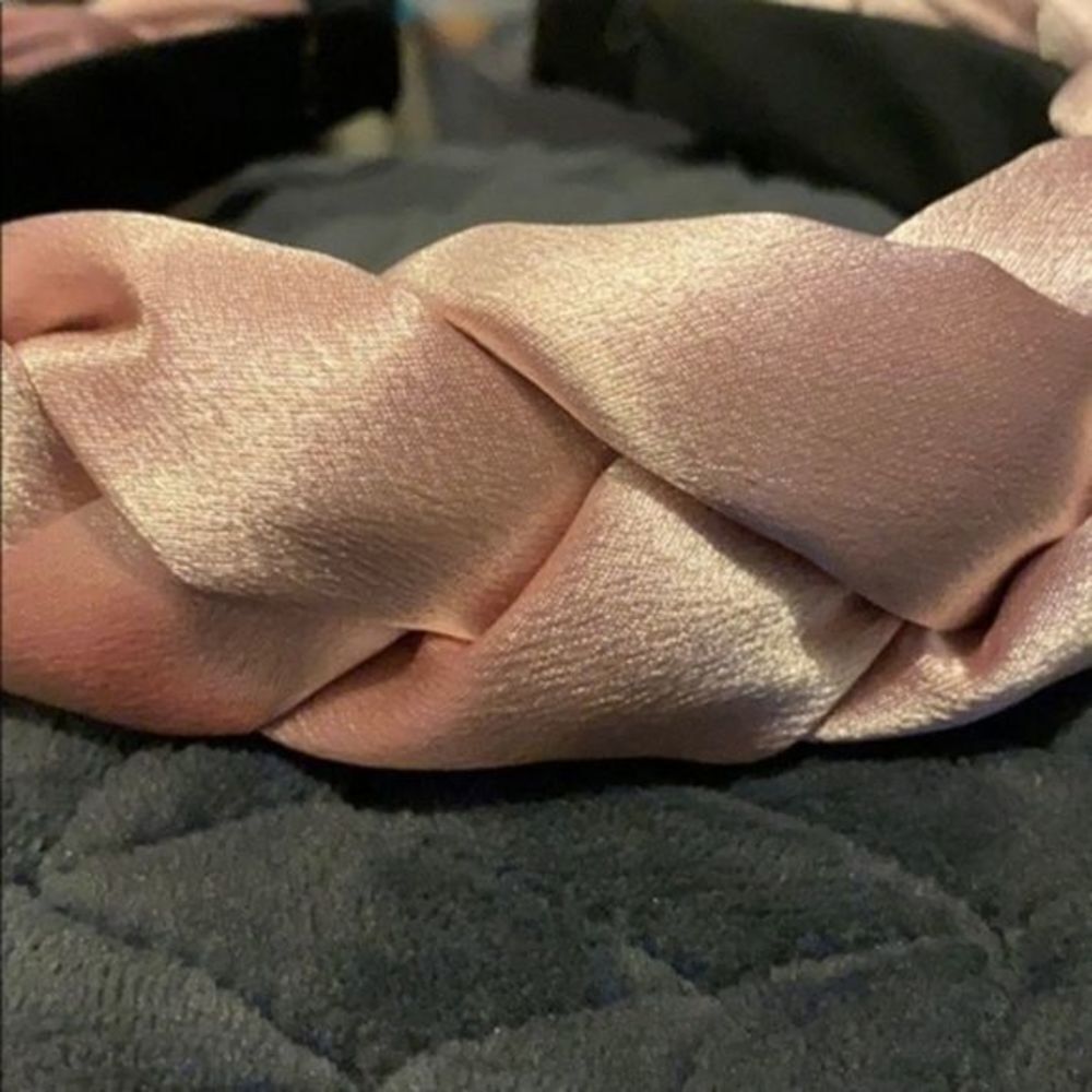 BRAIDED pink satin headband